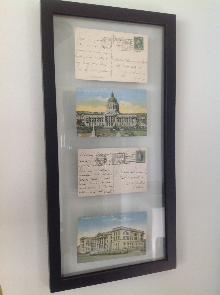 framing vintage postcards