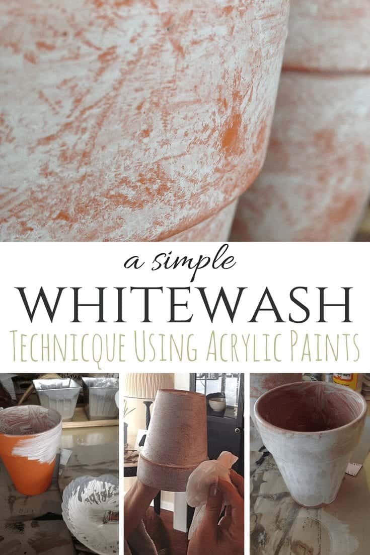 How To Whitewash Your Pots Planters Snazzy Little Things   A Simple Whitewash Paint Technique Using Acrylic Paint 